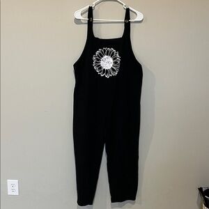 Black Jumpsuit with White Floral Design